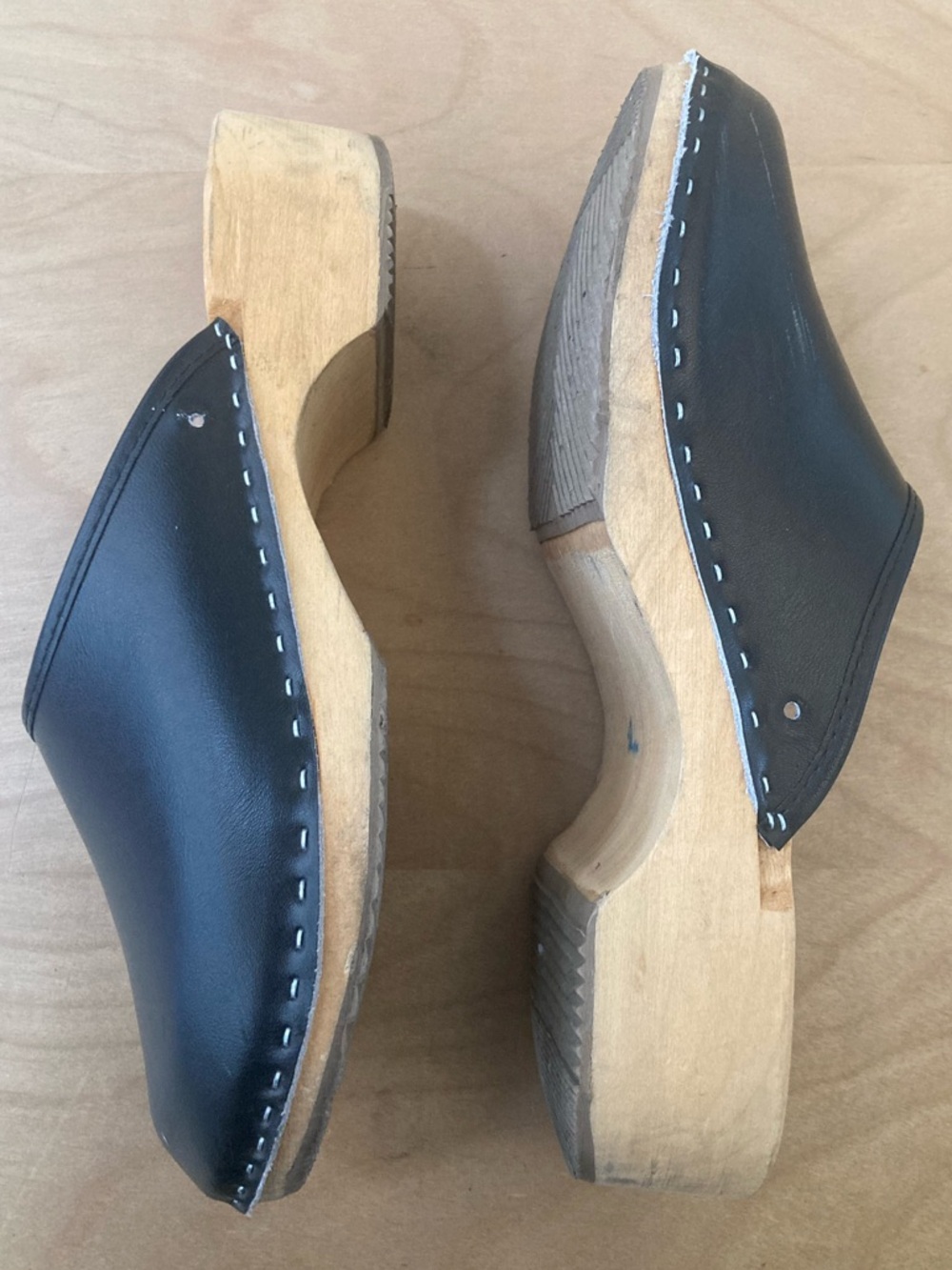 German "Orthopedik" Leather Clogs with Wood Soles 42 - Picture 3 of 8